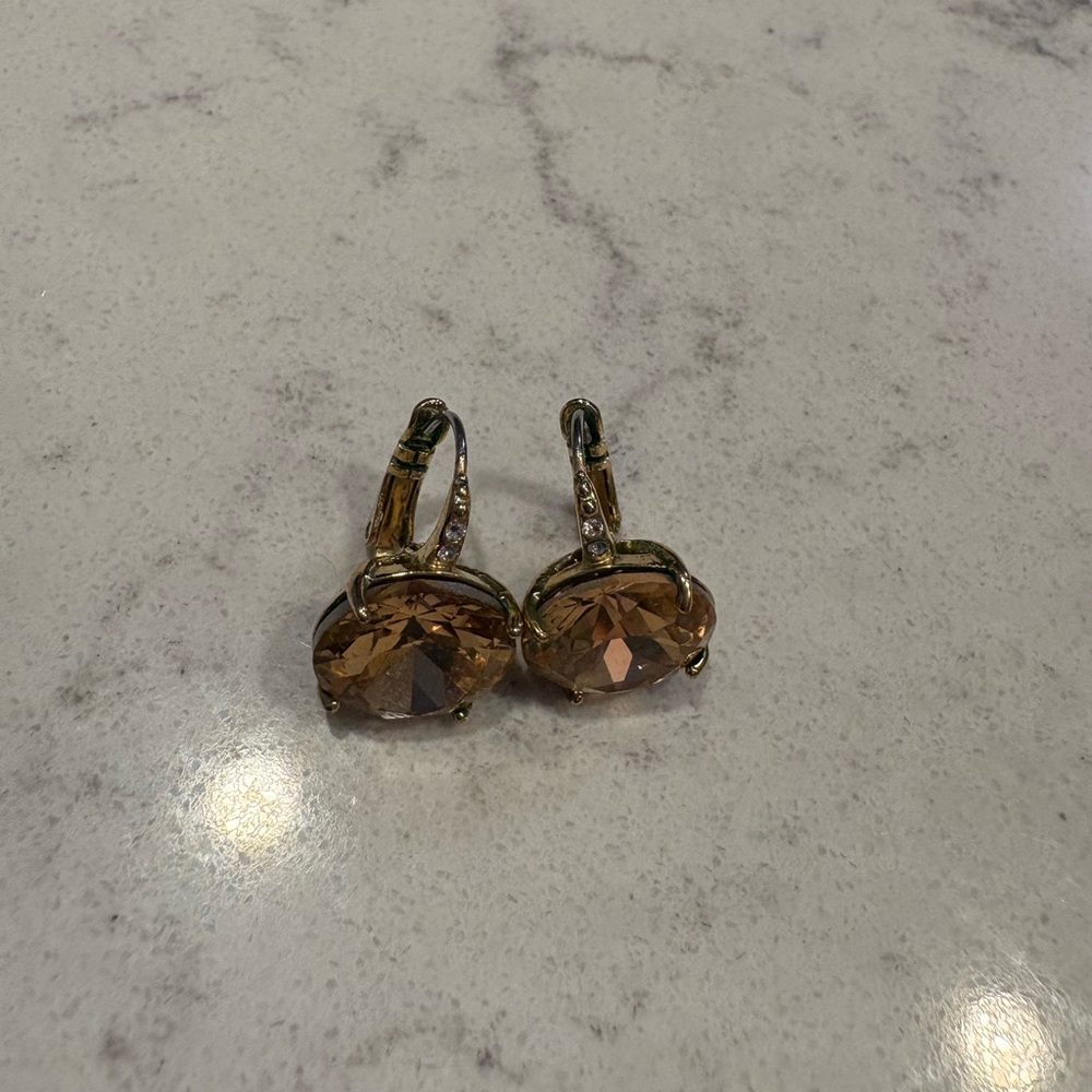 Betsey Johnson Brown Crystal Earrings